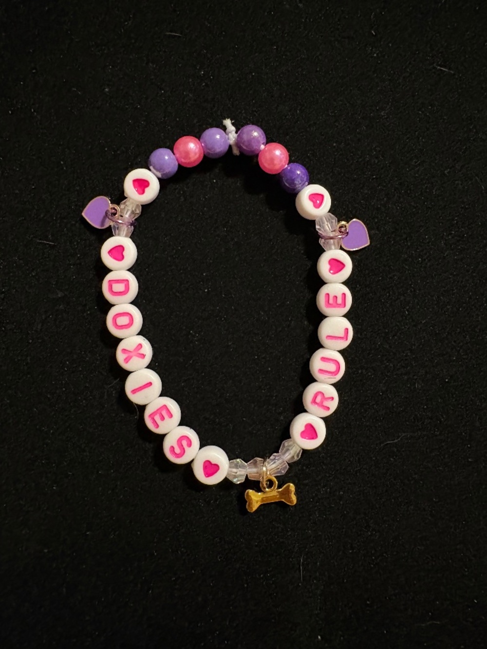Doxie Rules Stretch Bracelet | Pink Purple Dachshund Dog Lover Jewelry